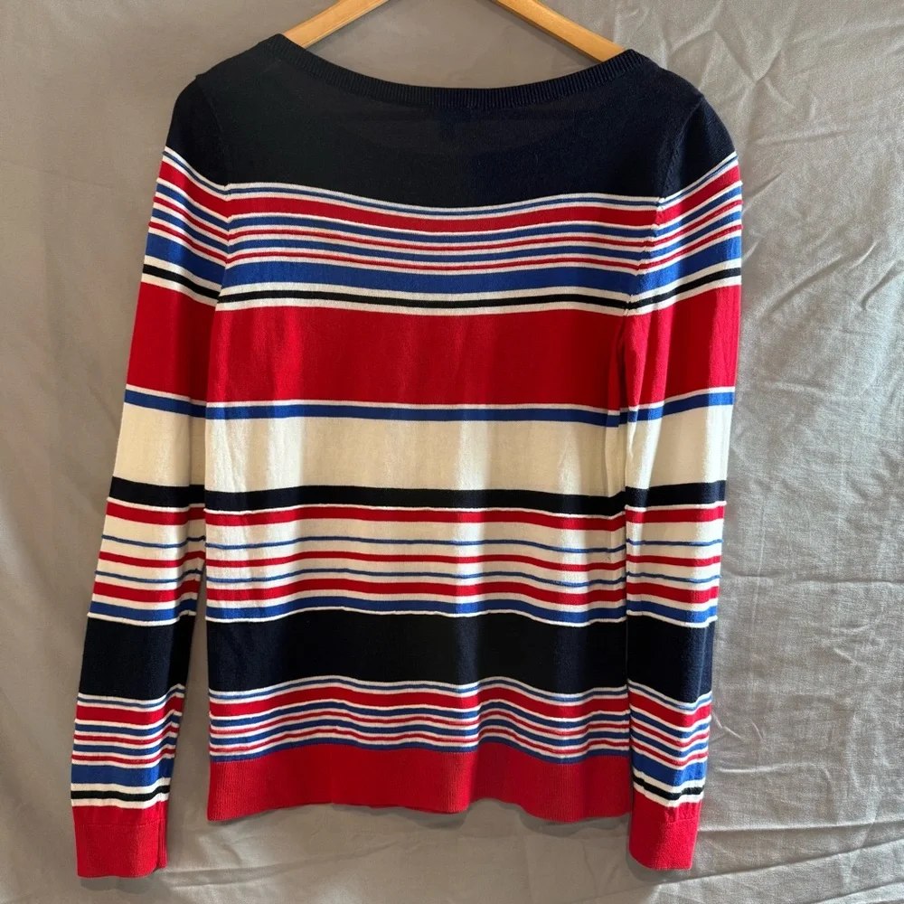 Talbots Red Blue White Striped light weight sweater womens size S Classic